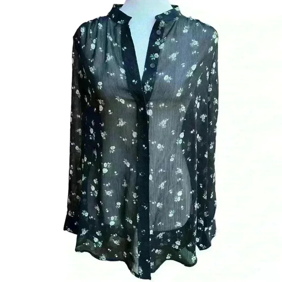 Philosophy Sheer Black & Floral Print Blouse Size XS - Picture 1 of 5